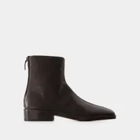 bottines piped zipped - lemaire - cuir - mushroom