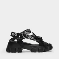 sandales trekky platform sporty en toile noire