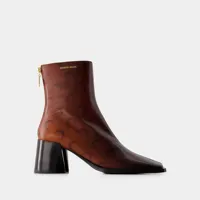 bottes airbrushed crafted - marine serre - cuir - marron