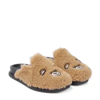 moschino kids mules en shearling synthétique