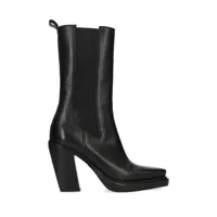 chelsea boots en cuir avec bout carré - noir (maat 38)