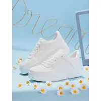sneakers unies �� coutures stylis��es - blanc - femme -