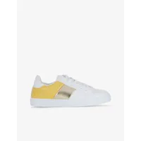 sneakers arri��re croco et bandes color��es - blanc/or/jaune - femme -