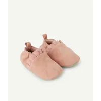 chaussons en cuir bébé fille roses avec détails volantés - 12-18 m