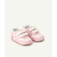 chaussons style baskets bébé fille rose et blanc - 6-12 m