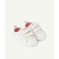 chaussons style baskets bébé fille blancs et imprimés fleuris - 3-6 m