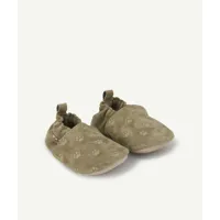 chaussons bébé garçon en cuir brun clair avec imprimé pattes de chien - 3-6 m