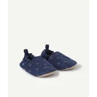chaussons en cuir bébé garçon bleu marine avec motifs pattes - 3-6 m