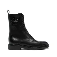 tory burch- double t leather combat boots