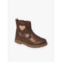 boots coeur en cuir fille collection maternelle bronze